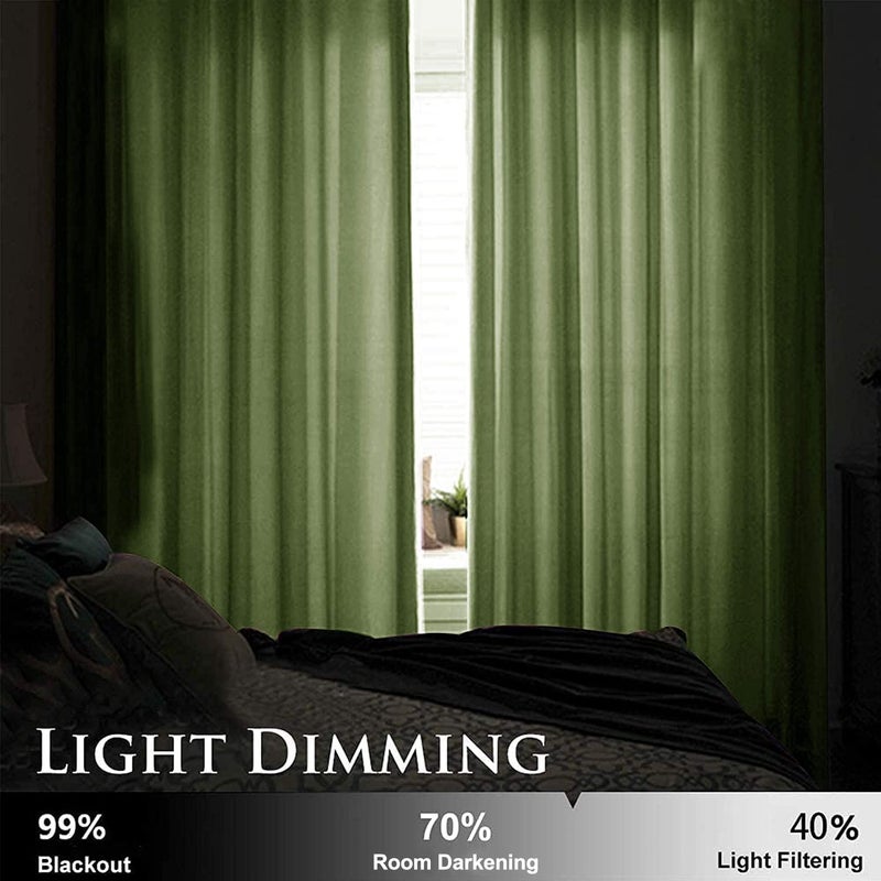 SMILETIME Green 72 in Long Velvet Curtains with Grommet, Thermal Insulated Super Soft Privacy Noise Reducing Light Filtering Velvet Curtains for Living Room, 2 Panels, Each 52 x 72 inches Long - Image 5